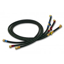 3HDSA/4-4/56V4 - Kit 3 tubi carica "HD" neri con valvola intermedia attacchi 1/4" diritto x 45° con depressore L1500mm
