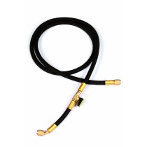 HDSA/4-4/56V4 - Tubo carica "HD" nero con valvola intermedia attacchi 1/4" diritto x 45° con depressore L1500mm
