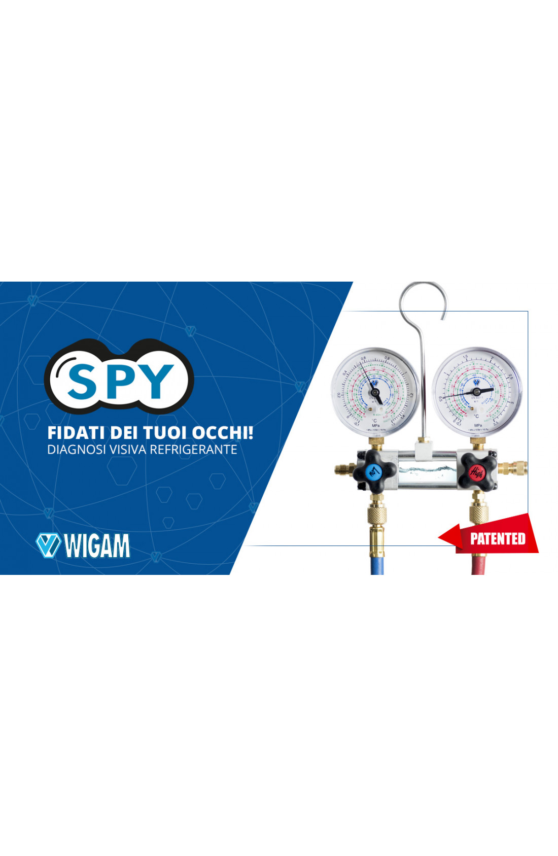 SPY - Kit gruppo manometrico in valigetta per diagnosi visiva dei gas R410-R32 