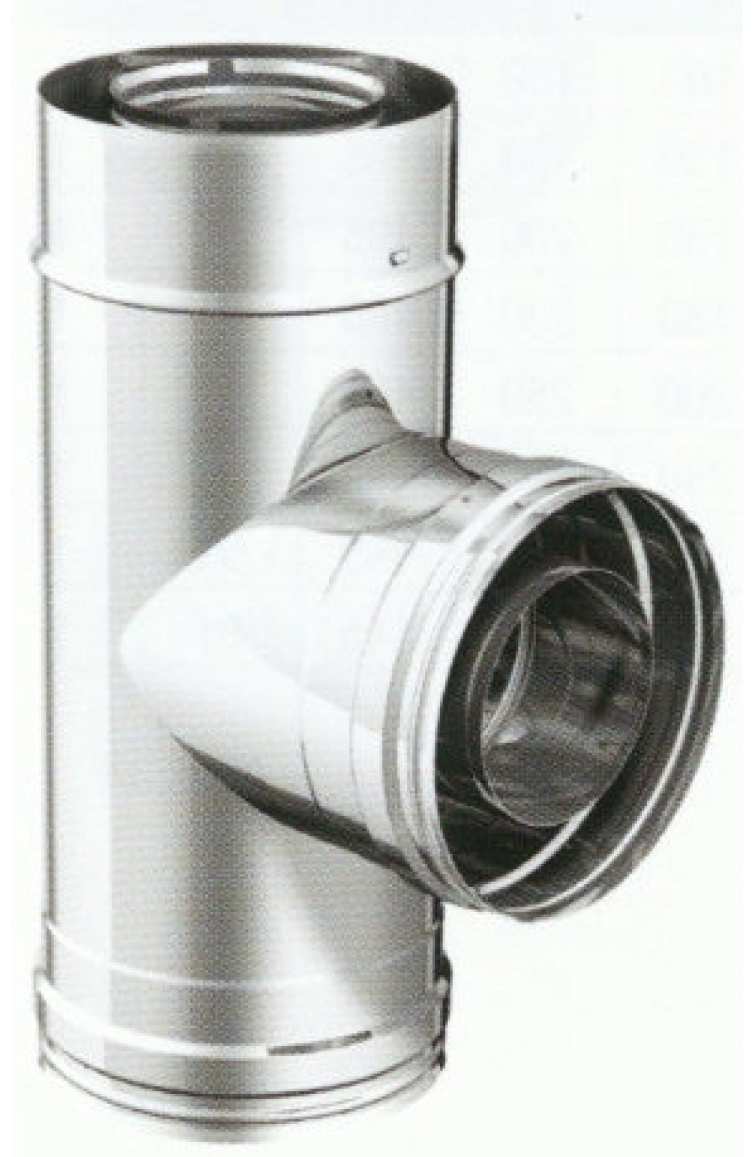 Raccordo a T 90° doppia parete acciaio inox stacco F